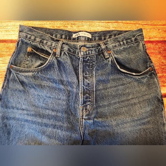 Zara Straight Leg Blue Button Fly Jeans Men's Size 31 - Picture 4 of 12